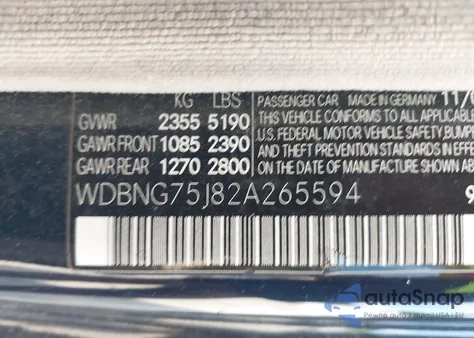 2002 Mercedes-Benz S 500 from USA, damaged, VIN WDBNG75J82A265594